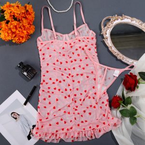 Heart Print Mesh Ruched Slip Intimates - Image 8