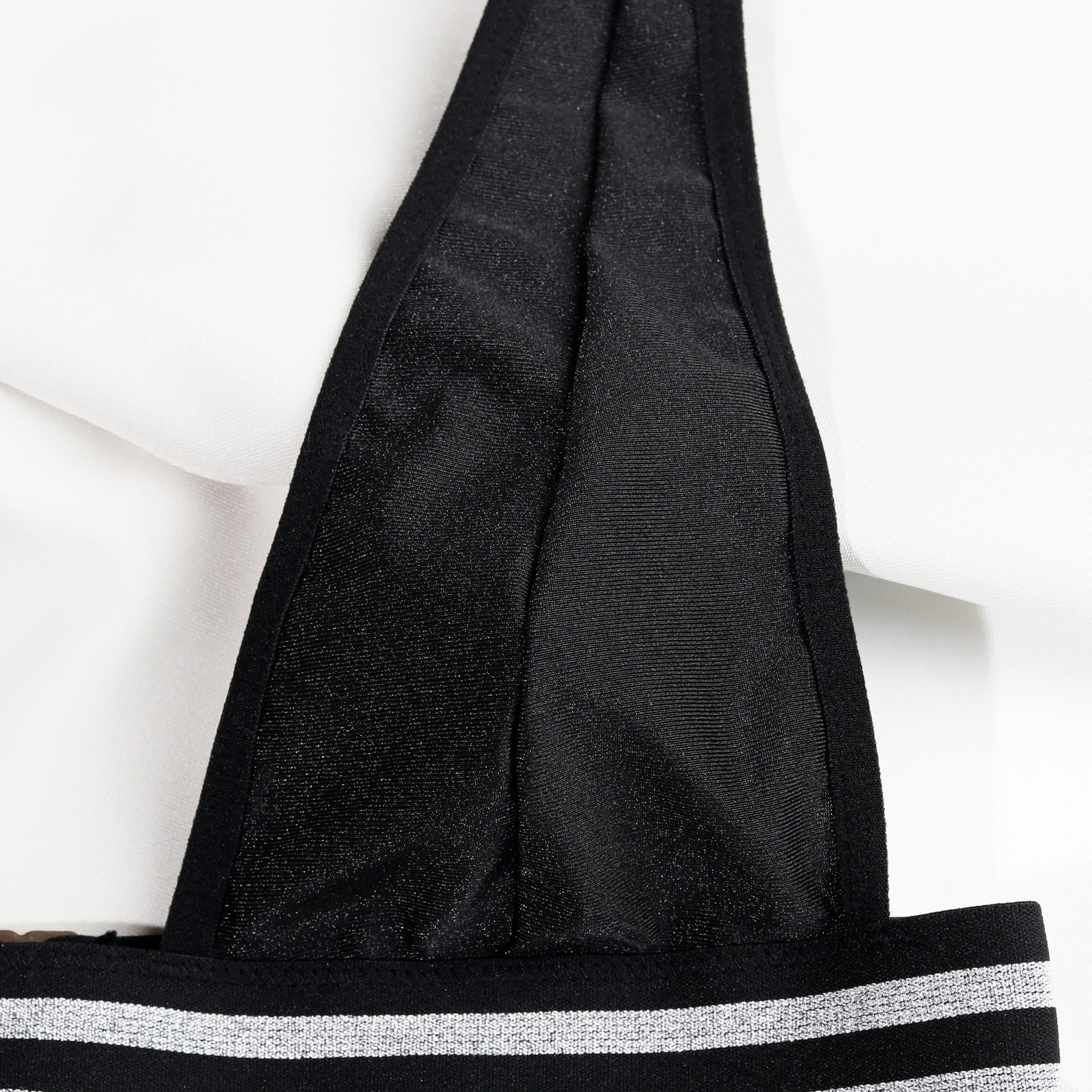 Striped Waistband Mesh Cutout Bodysuit Intimates - Image 9