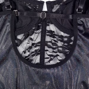 Shimmer Glitter Mesh Cutout Lace Bodysuit Intimates - Image 12