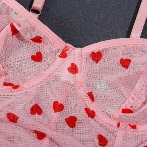 Heart Print Mesh Ruched Slip Intimates - Image 9