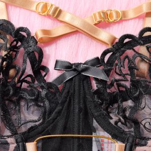 Leopard Print Lace Corset Suspender Intimates Set - Image 9