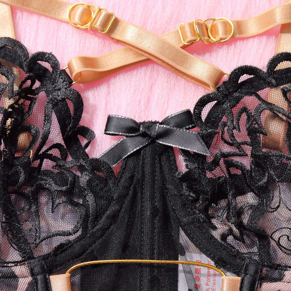 Leopard Print Lace Corset Suspender Intimates Set - Image 9