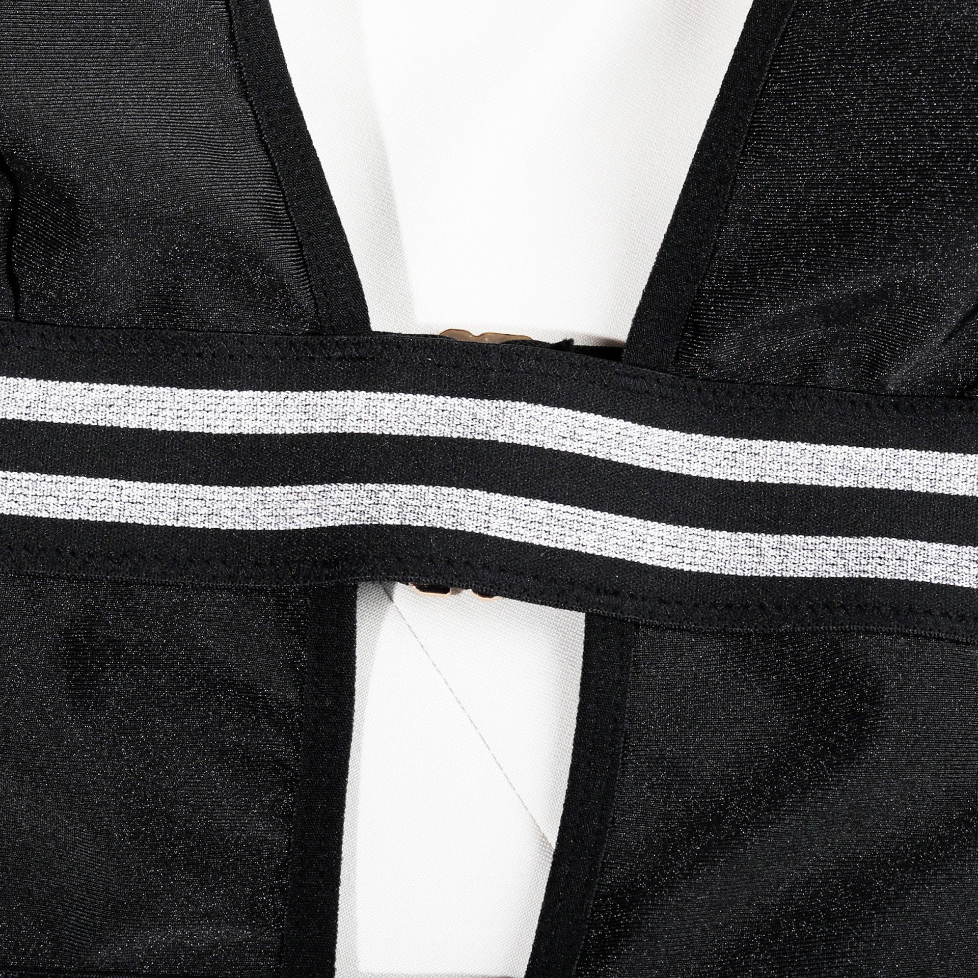 Striped Waistband Mesh Cutout Bodysuit Intimates - Image 10