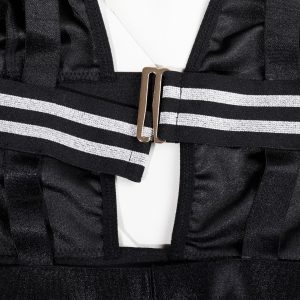 Striped Waistband Mesh Cutout Bodysuit Intimates - Image 11