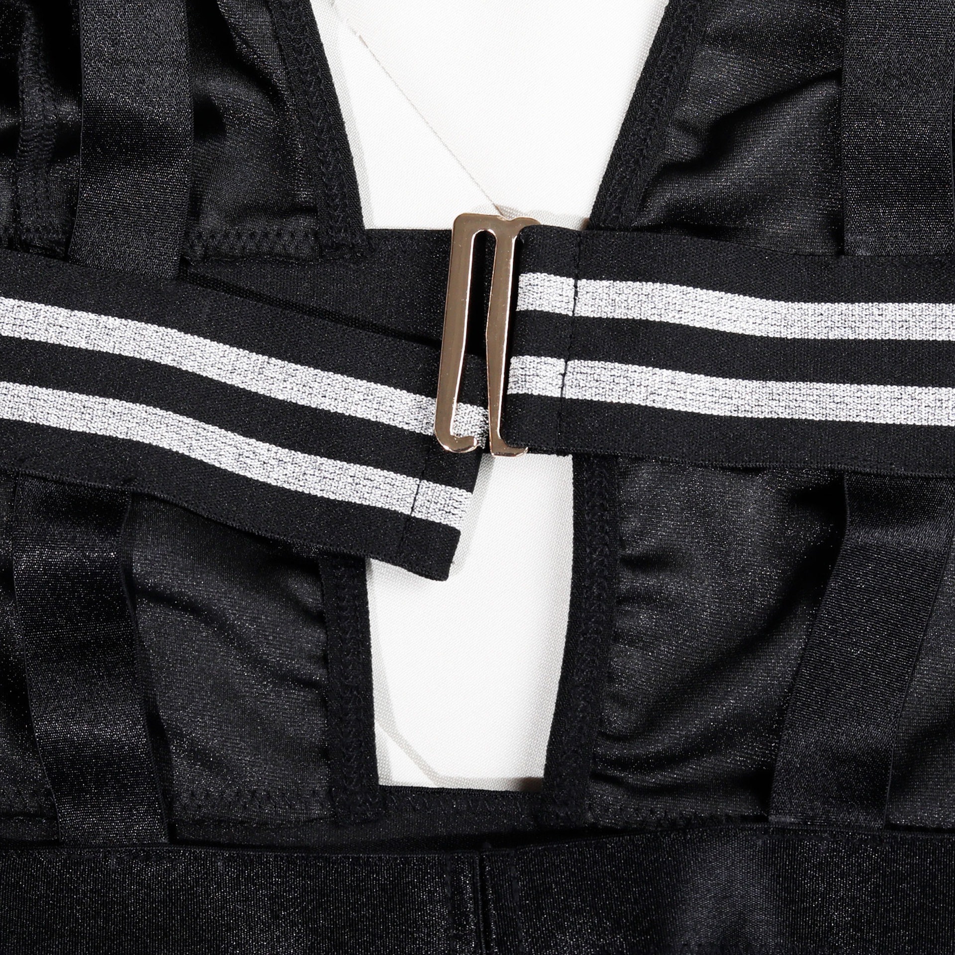 Striped Waistband Mesh Cutout Bodysuit Intimates - Image 11