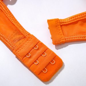 Orange Floral Embroidery Mesh Suspender Intimates Set - Image 11