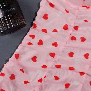 Heart Print Mesh Ruched Slip Intimates - Image 12