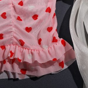 Heart Print Mesh Ruched Slip Intimates - Image 13