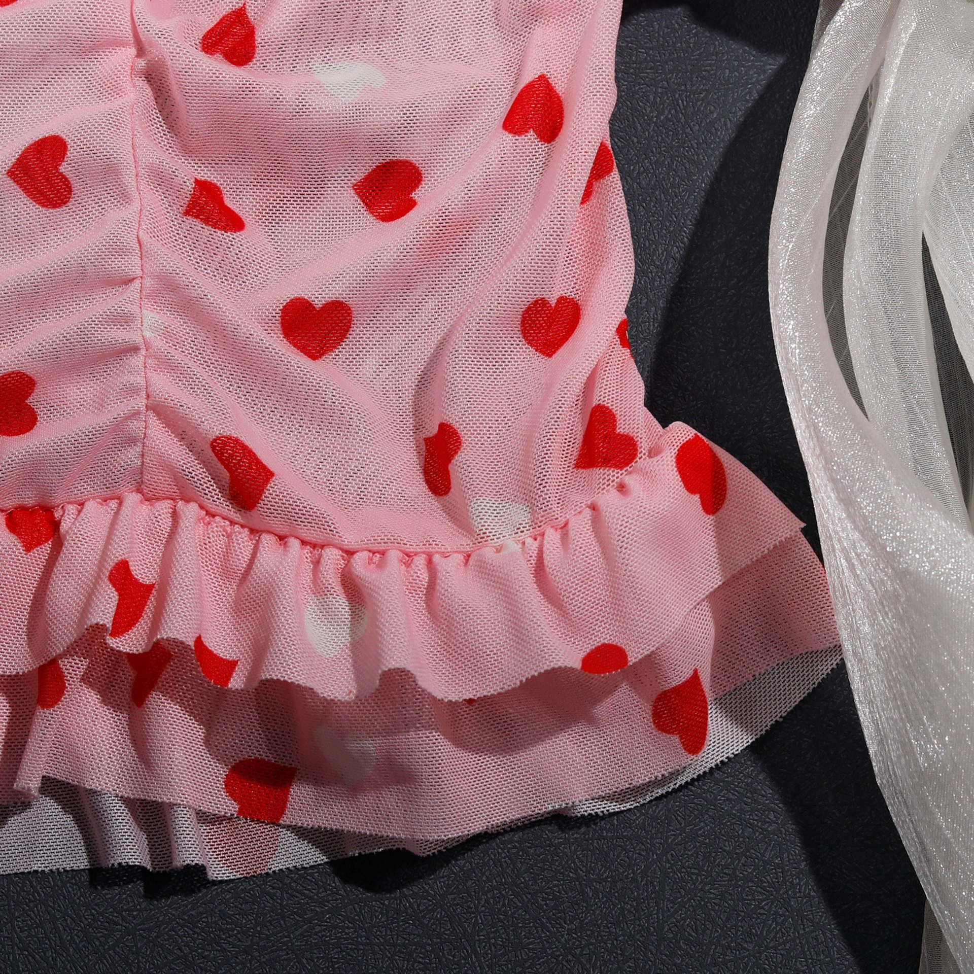 Heart Print Mesh Ruched Slip Intimates - Image 13