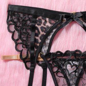 Leopard Print Lace Corset Suspender Intimates Set - Image 13