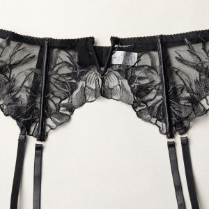 Floral Embroidery Lace Garter Intimates Set With Lace Gloves - Image 26