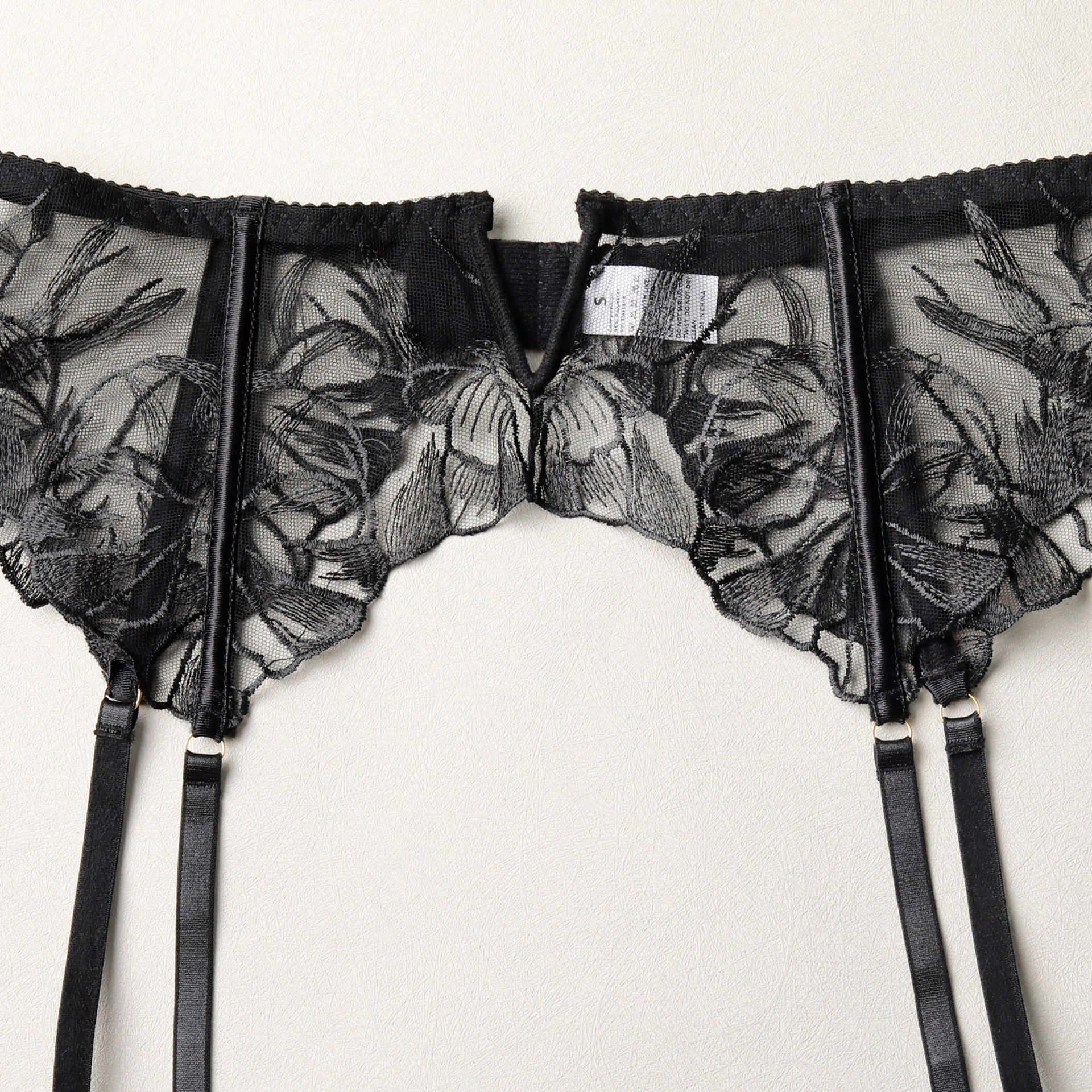 Floral Embroidery Lace Garter Intimates Set With Lace Gloves - Image 26