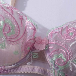 Pastel Purple Floral Embroidered Lace Suspender Intimates Set - Image 15