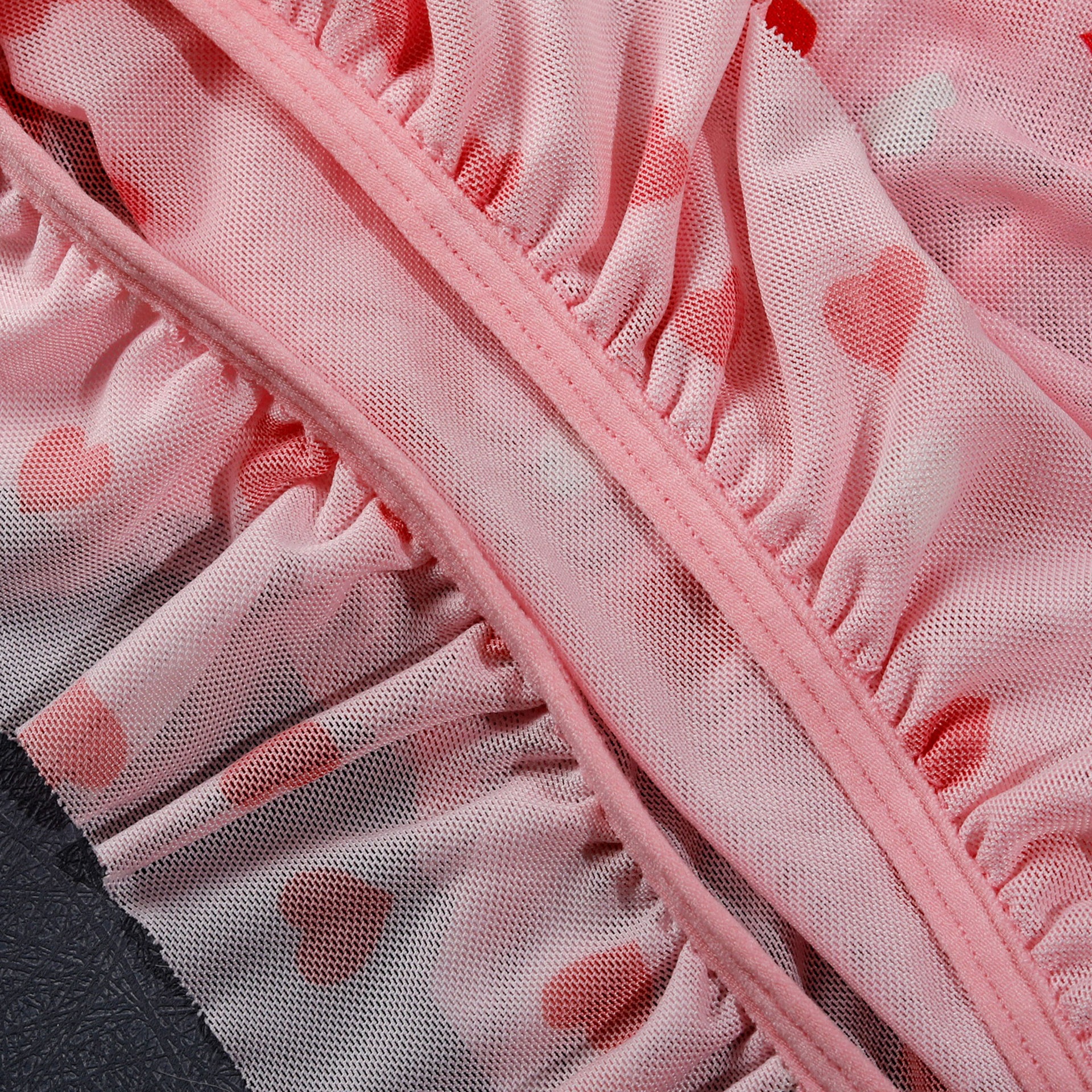 Heart Print Mesh Ruched Slip Intimates - Image 14
