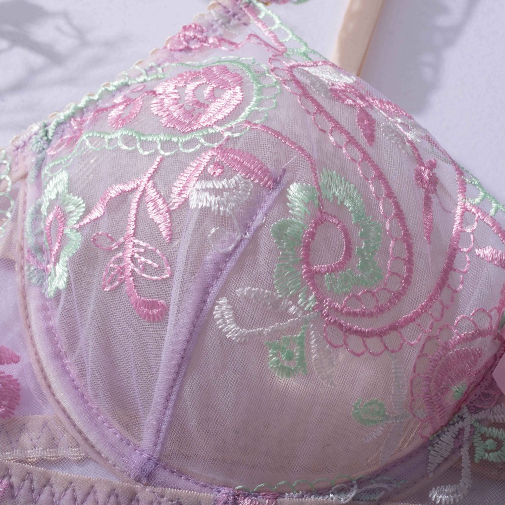 Pastel Purple Floral Embroidered Lace Suspender Intimates Set - Image 16