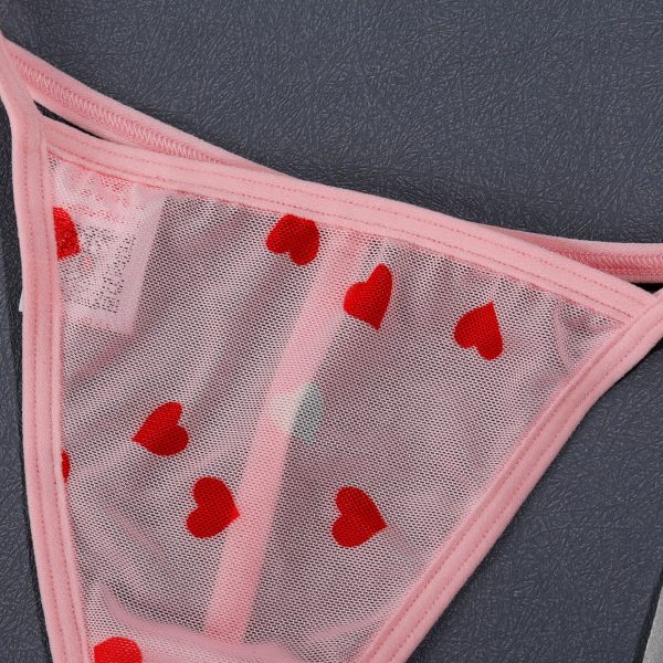 Heart Print Mesh Ruched Slip Intimates