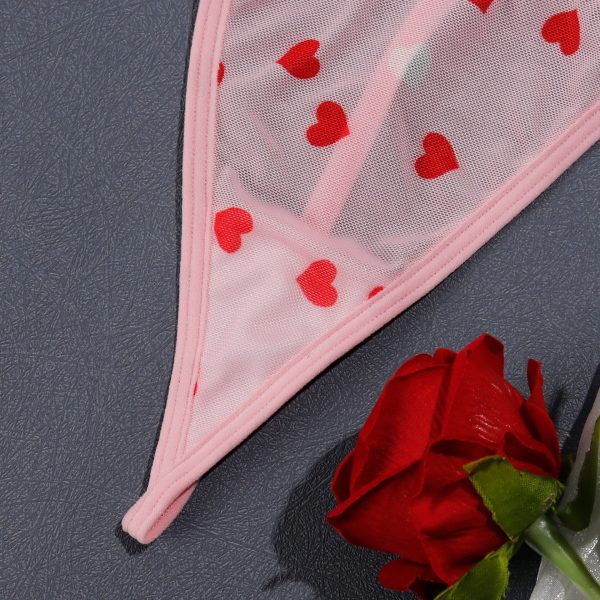 Heart Print Mesh Ruched Slip Intimates