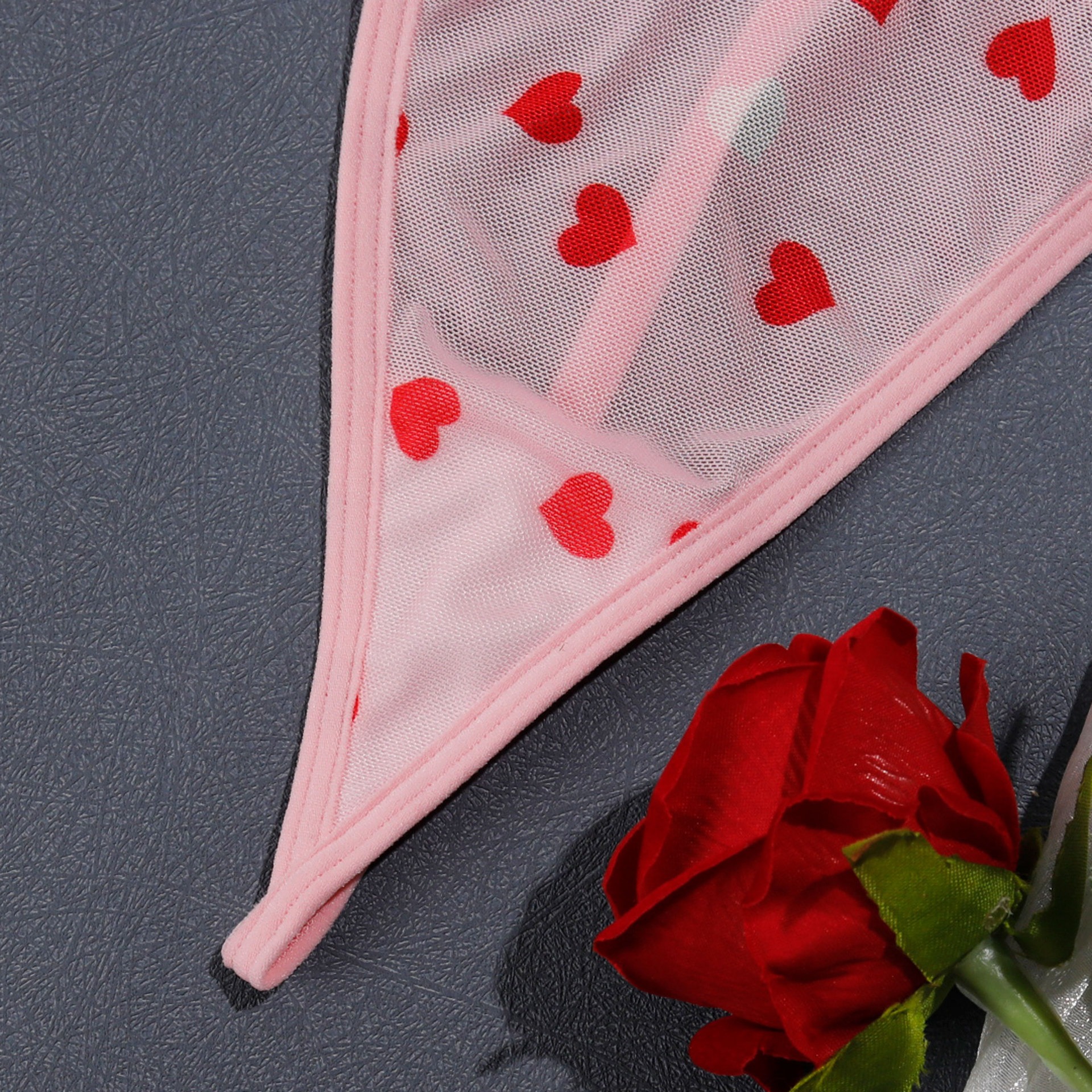 Heart Print Mesh Ruched Slip Intimates - Image 16