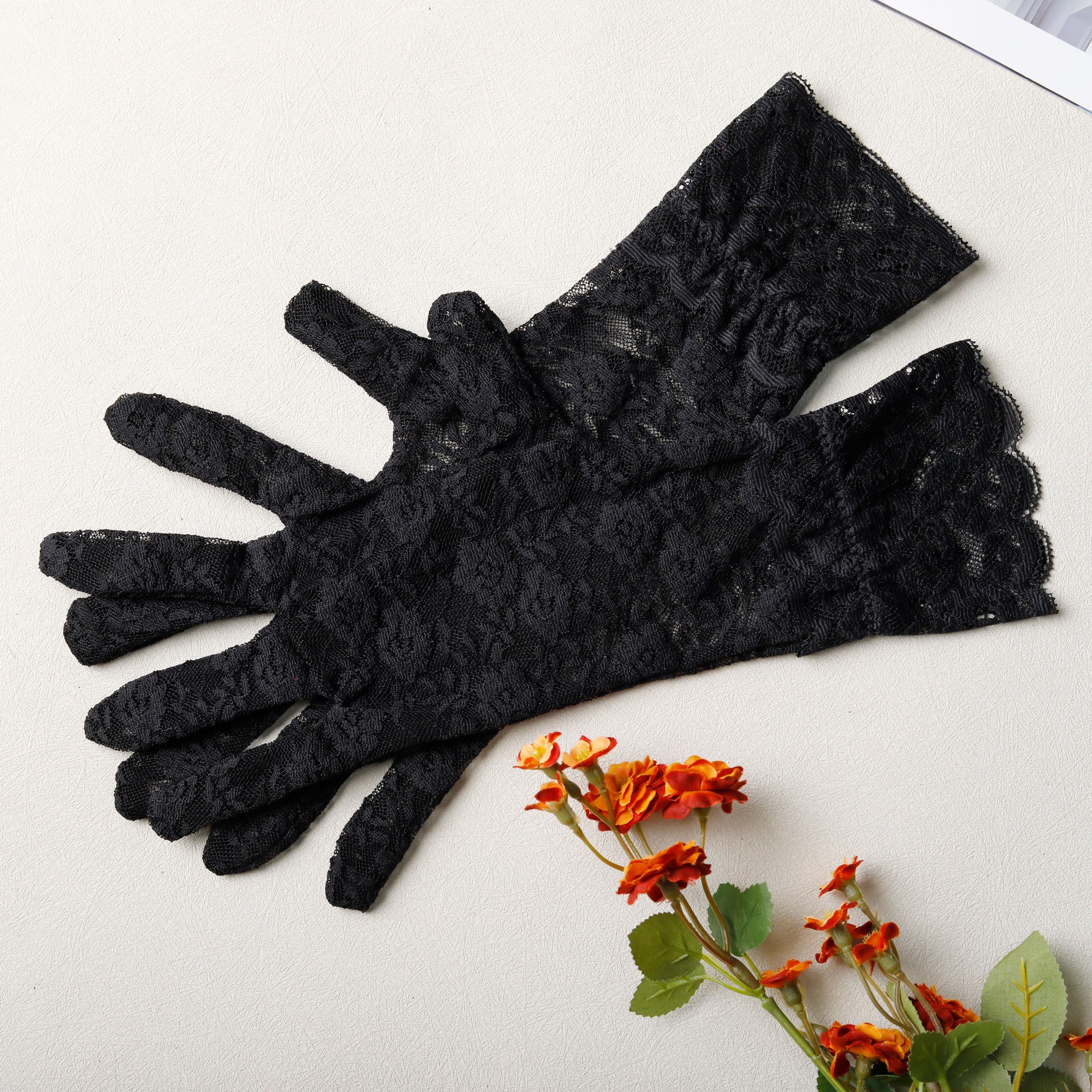 Floral Embroidery Lace Garter Intimates Set With Lace Gloves - Image 23