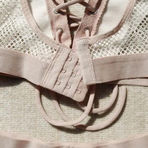 Faux Leather Mesh Lace-Up Corset Intimates Set - Image 17