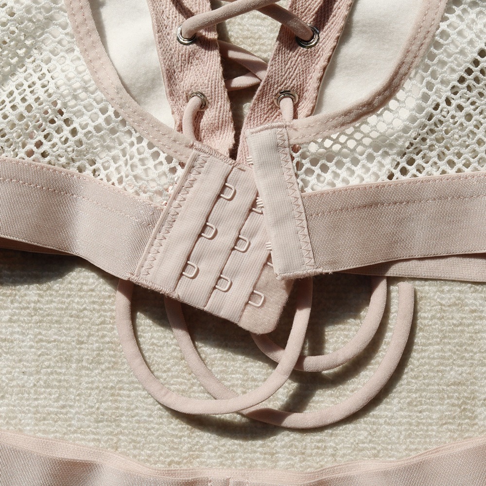 Faux Leather Mesh Lace-Up Corset Intimates Set - Image 17