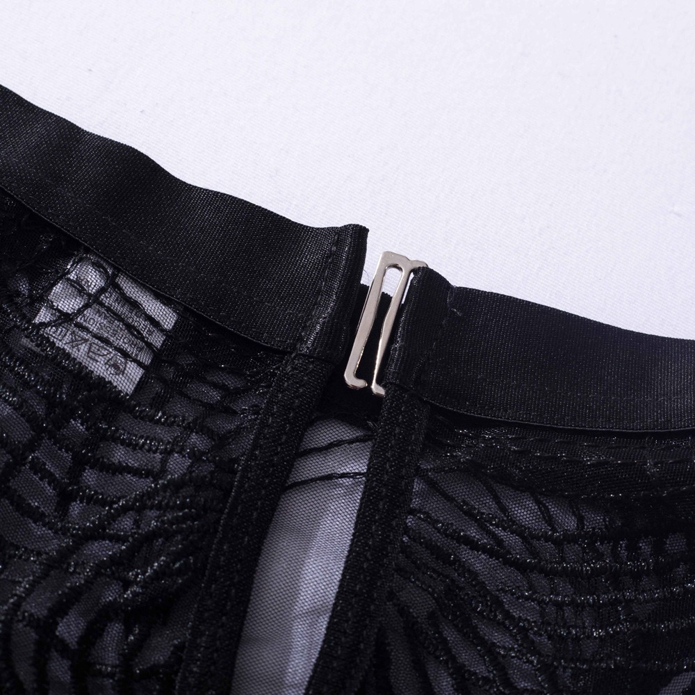 Feather Leaf Sheer Lace Suspender Intimates 4-Piece Set - Image 17