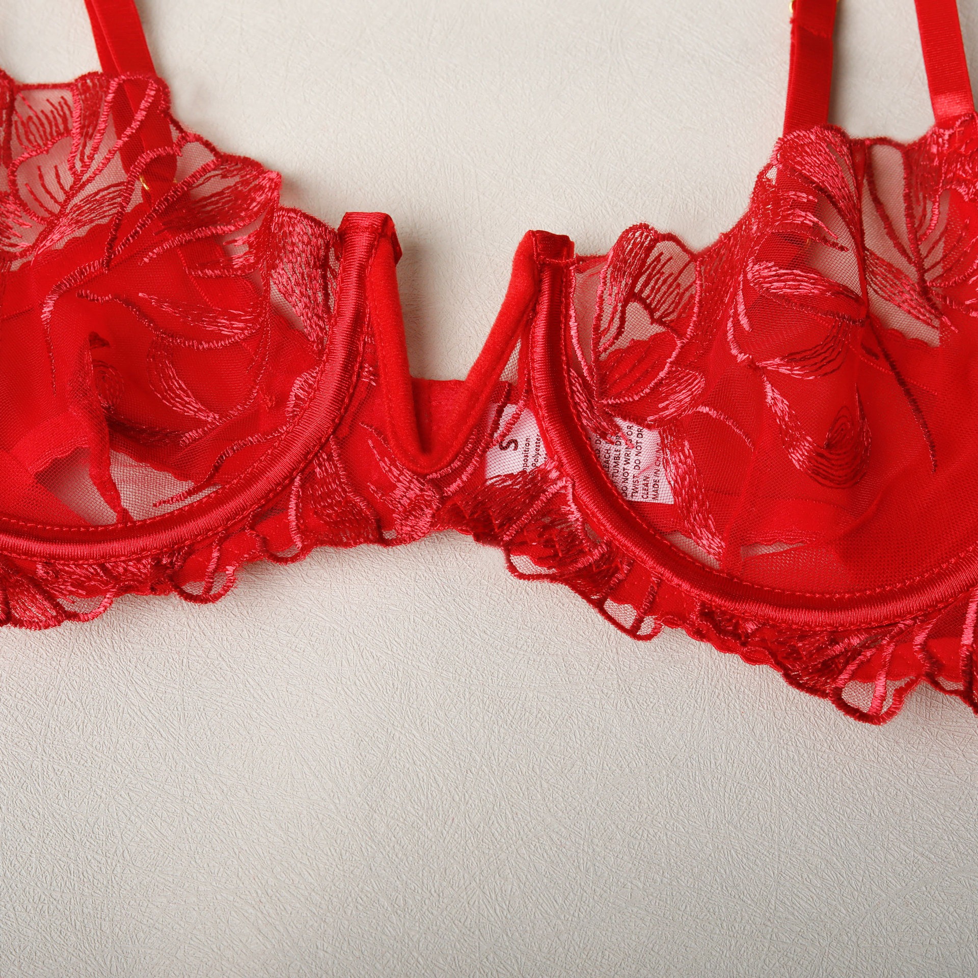 Floral Embroidery Lace Garter Intimates Set With Lace Gloves - Image 22