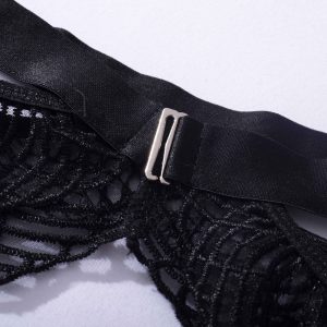 Feather Leaf Sheer Lace Suspender Intimates 4-Piece Set - Image 18