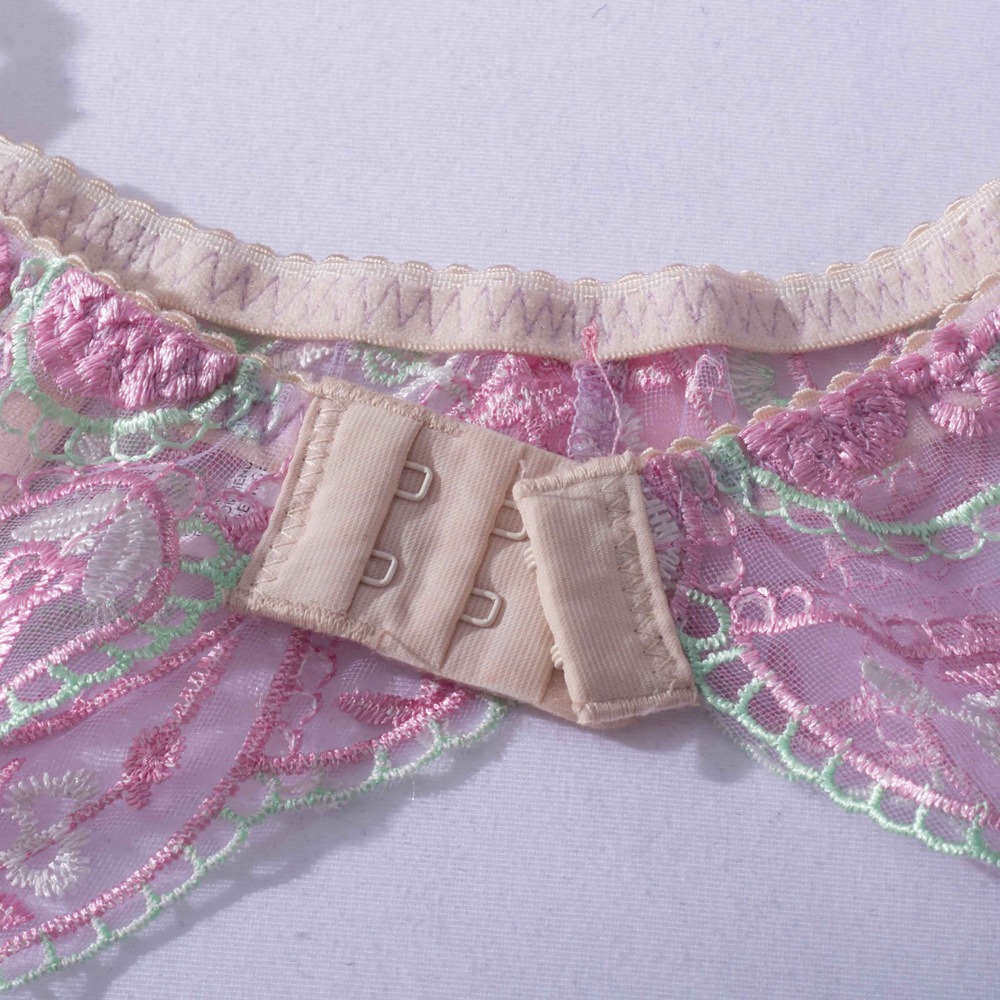 Pastel Purple Floral Embroidered Lace Suspender Intimates Set - Image 19