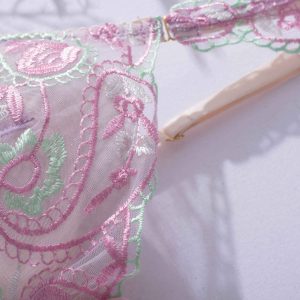 Pastel Purple Floral Embroidered Lace Suspender Intimates Set - Image 22