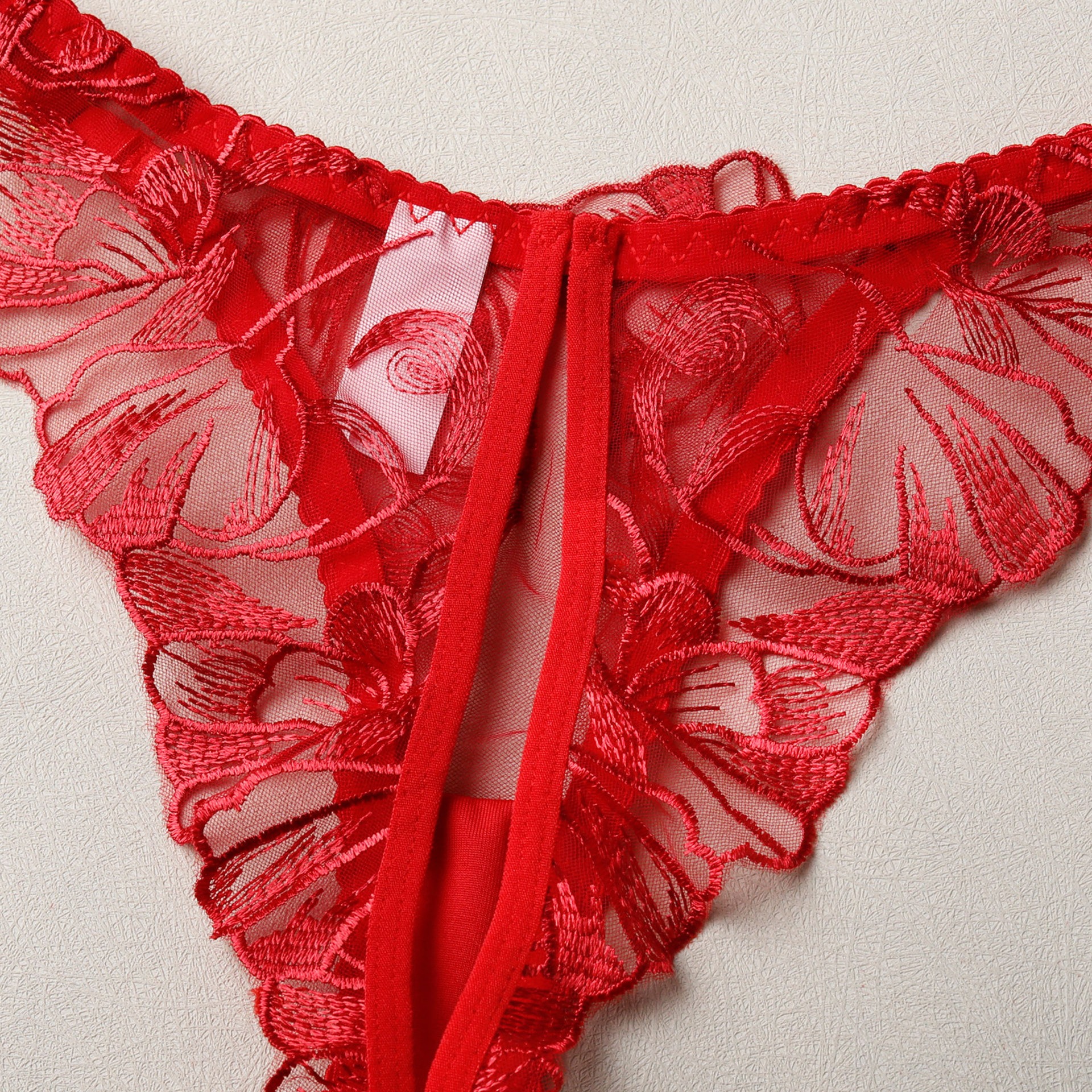 Floral Embroidery Lace Garter Intimates Set With Lace Gloves - Image 15