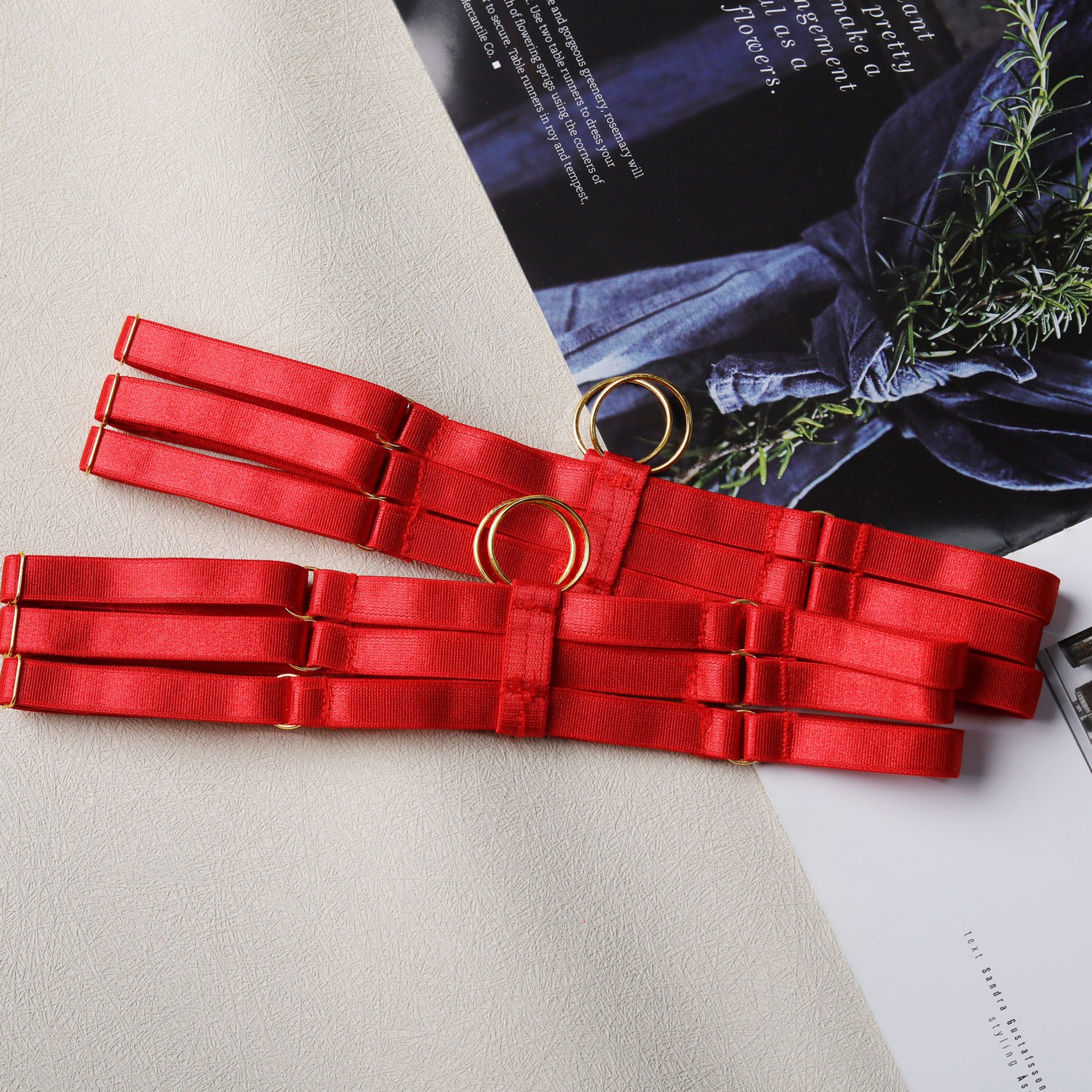 Floral Embroidery Lace Garter Intimates Set With Lace Gloves - Image 14