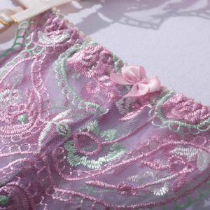 Pastel Purple Floral Embroidered Lace Suspender Intimates Set - Image 26