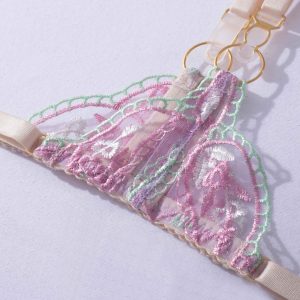 Pastel Purple Floral Embroidered Lace Suspender Intimates Set - Image 28