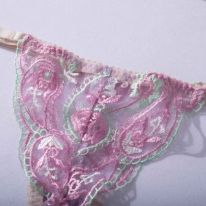 Pastel Purple Floral Embroidered Lace Suspender Intimates Set - Image 29