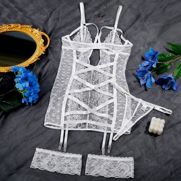 Heart Mesh Lace Garter Slip Intimates