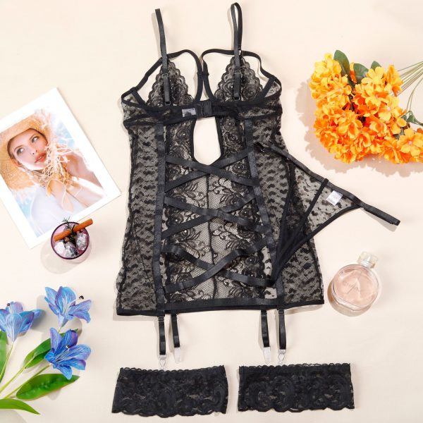 Heart Mesh Lace Garter Slip Intimates