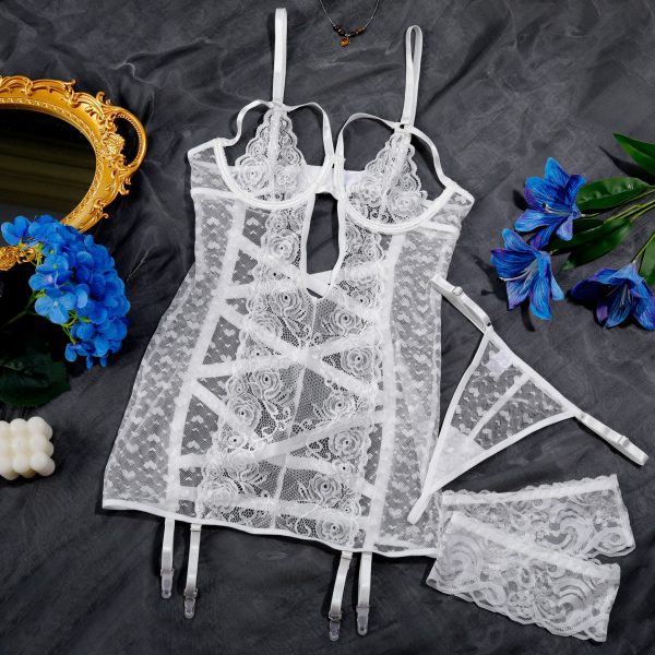 Heart Mesh Lace Garter Slip Intimates