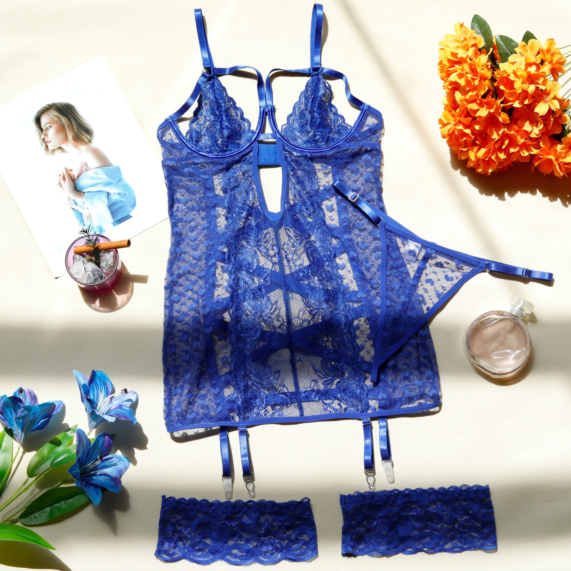Heart Mesh Lace Garter Slip Intimates - Image 22